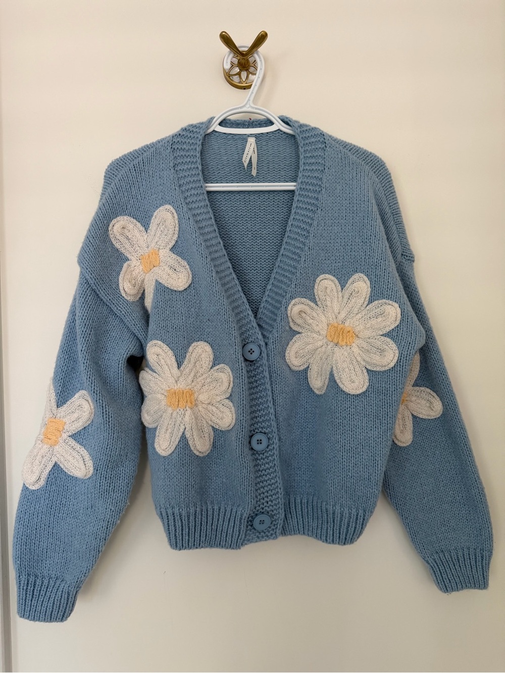 Floral knit oversized cardigan